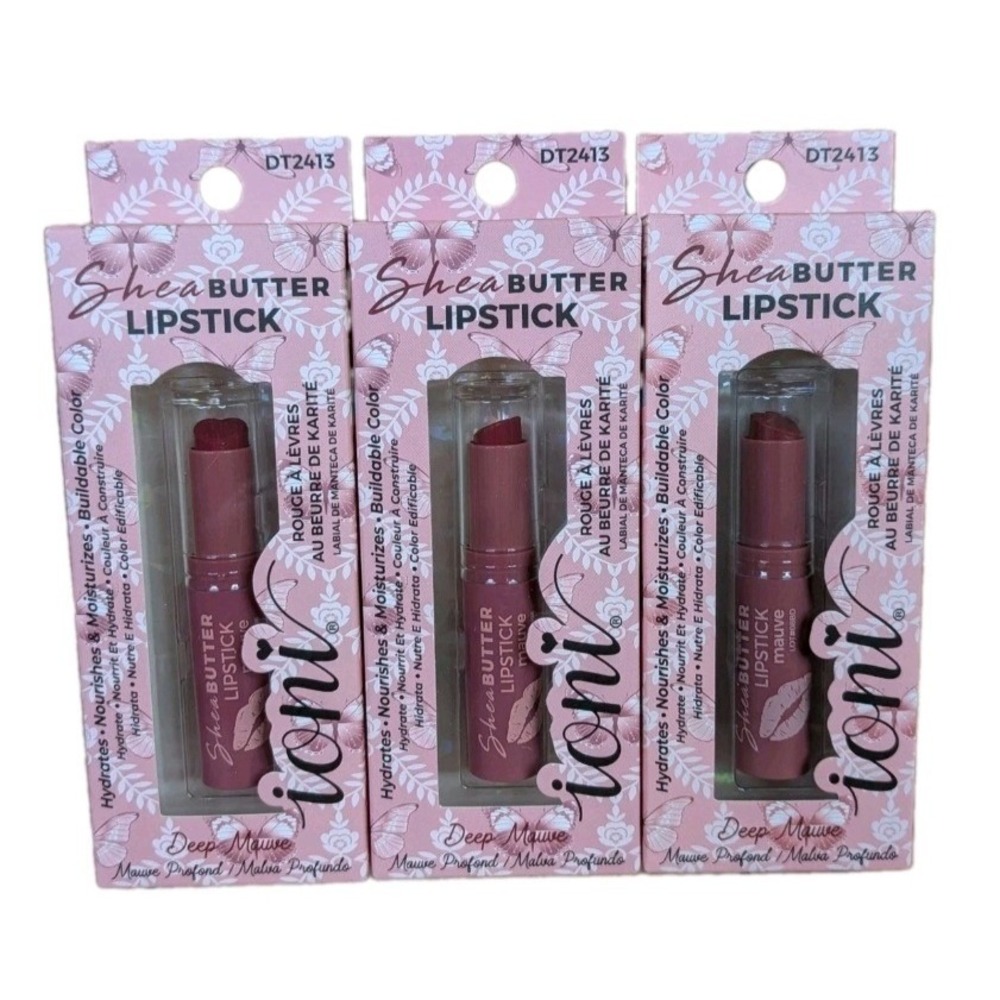 3 PK Ioni Shea Butter Hydrating Buildable Lipstick Deep Mauve